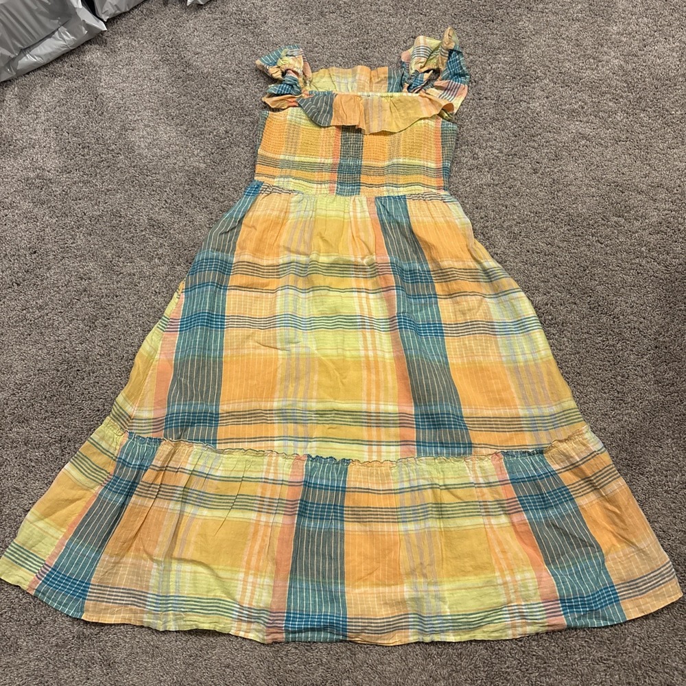 Vineyard Vines Martha’s Vineyard Plaid Summer Dress Small Flutter Sleeves Boho